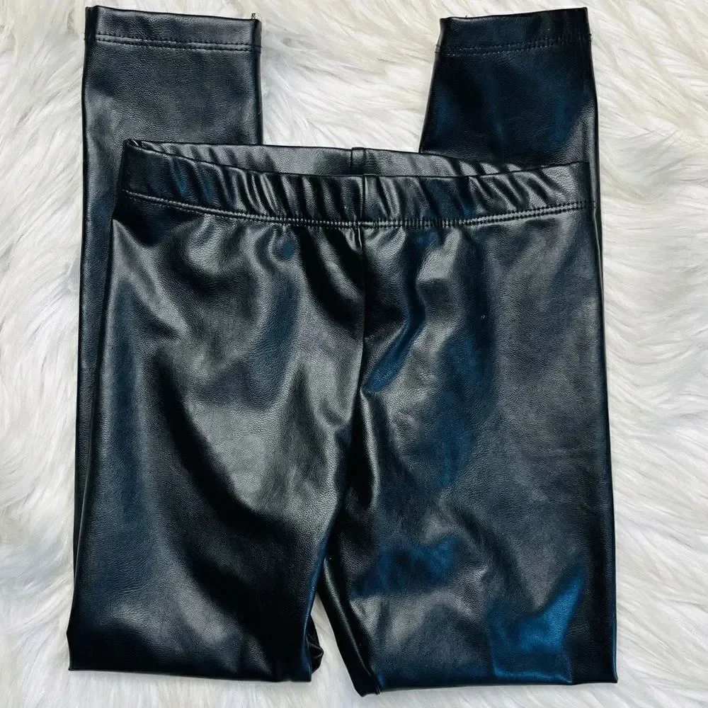 H&M Faux Leather Skinny Pull On Pants Black Size 6